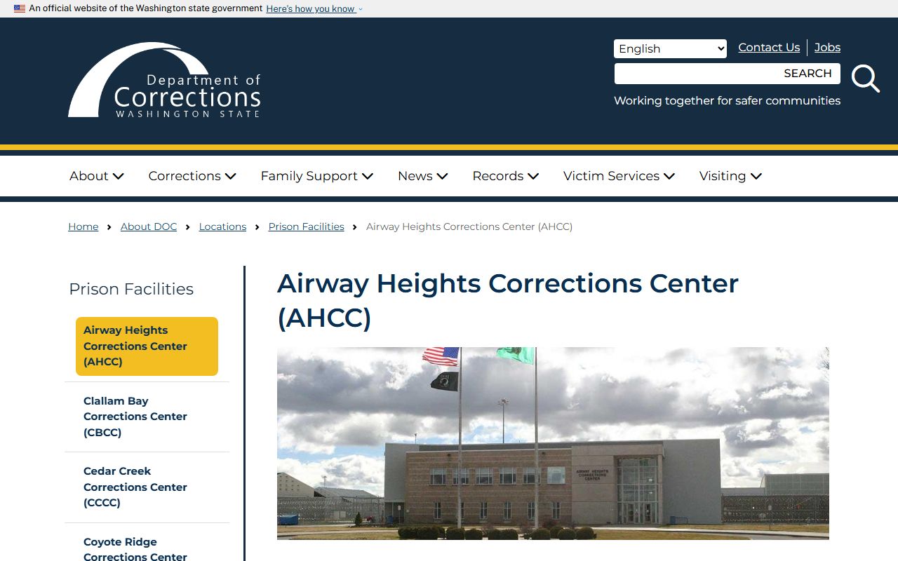 WADOC Airway Heights Corrections Center facility page