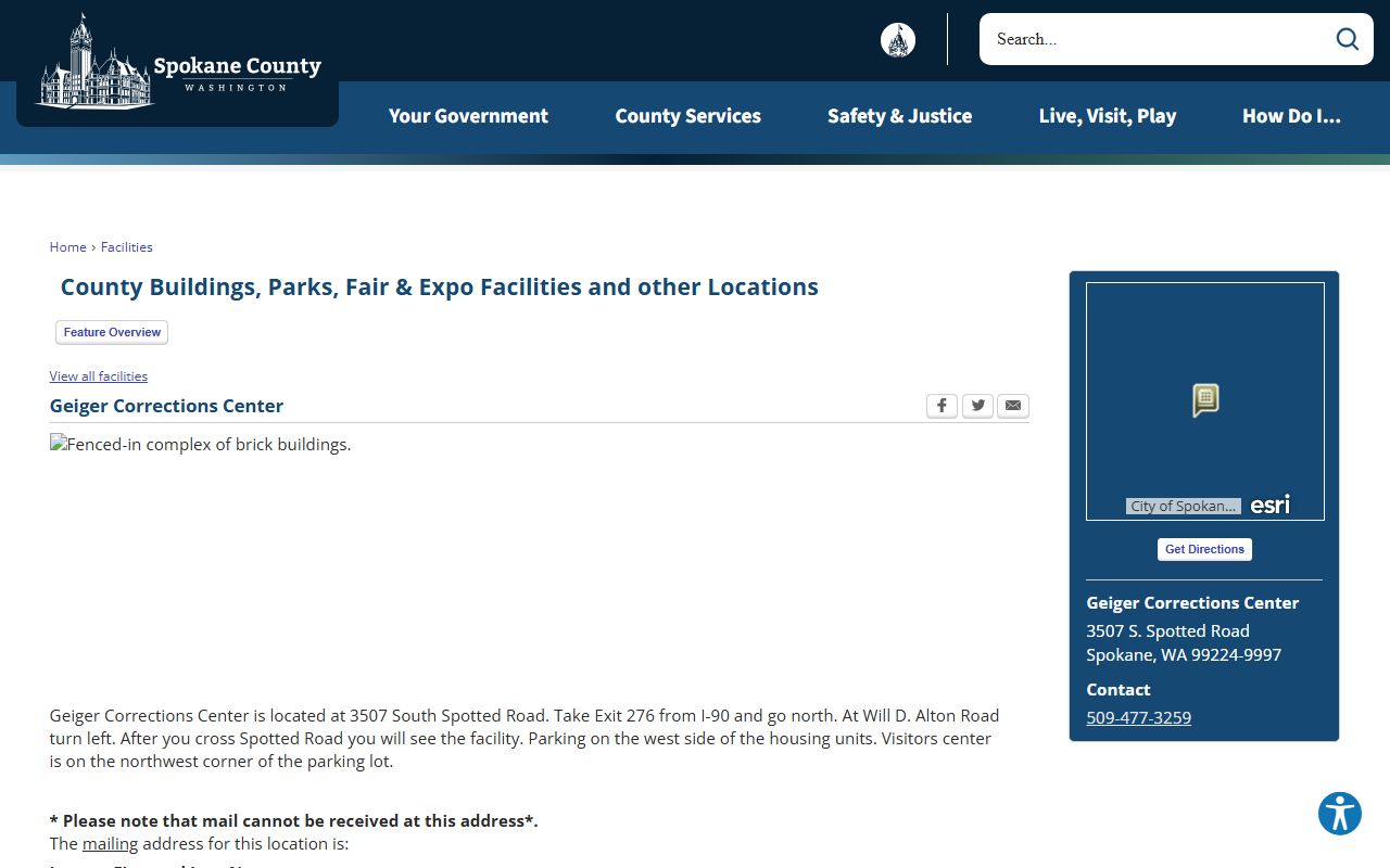 Geiger Corrections Center county facility page